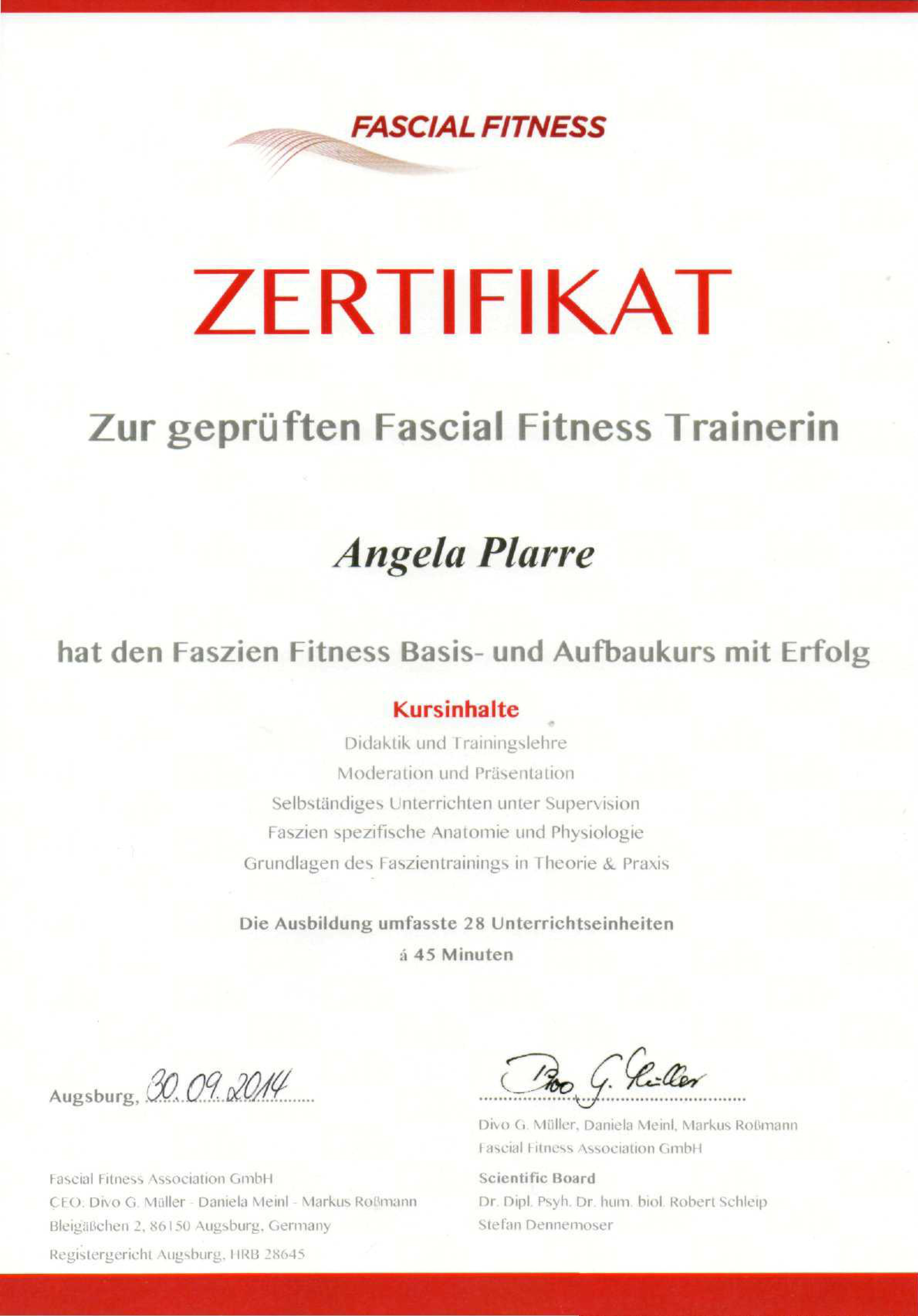 Fascial-Fitness-Trainer Lizenz Angela Plarre
